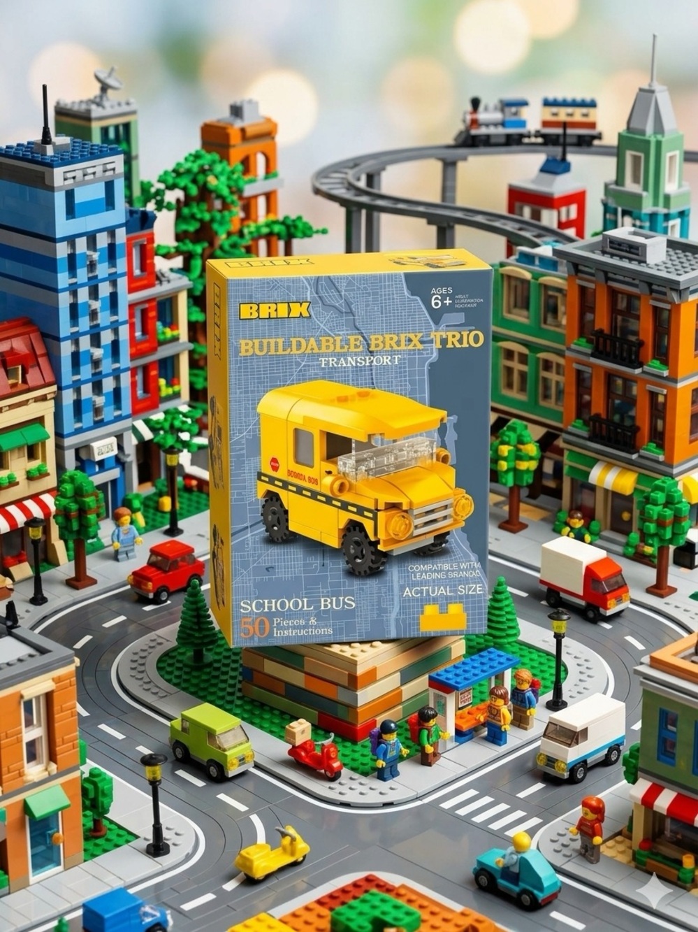 Yellow School Bus Buildable Toy - Kids Transport Set